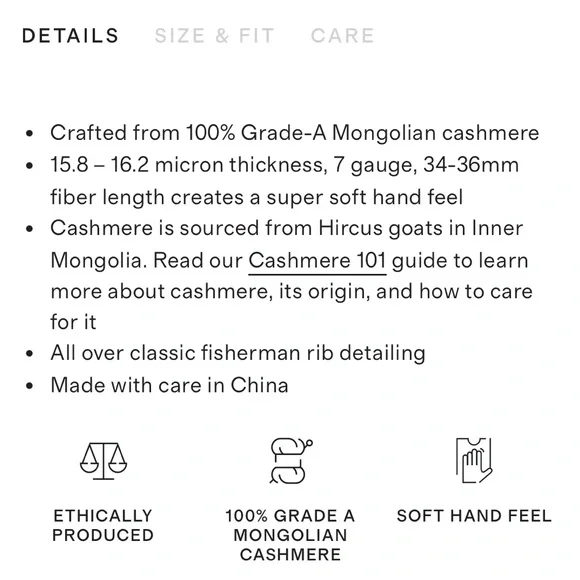 NWT Quince Mongolian Cashmere Fisherman Cropped Sweater - Heather Charcoal XS - Picture 6 of 10